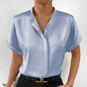 SHEIN Privé Solid Batwing Sleeve Satin Blouse